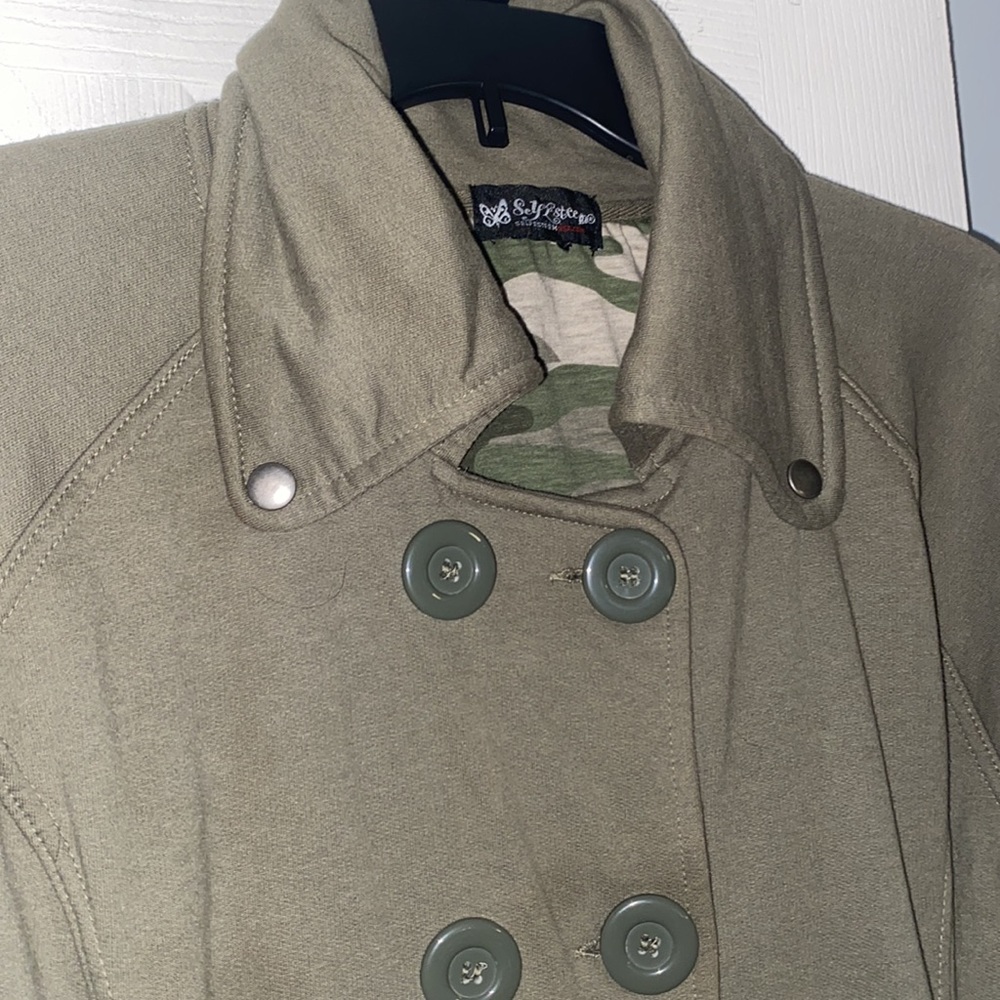 Self Esteem Olive Green Button Up Army Style Collar Jacket - Picture 4 of 11